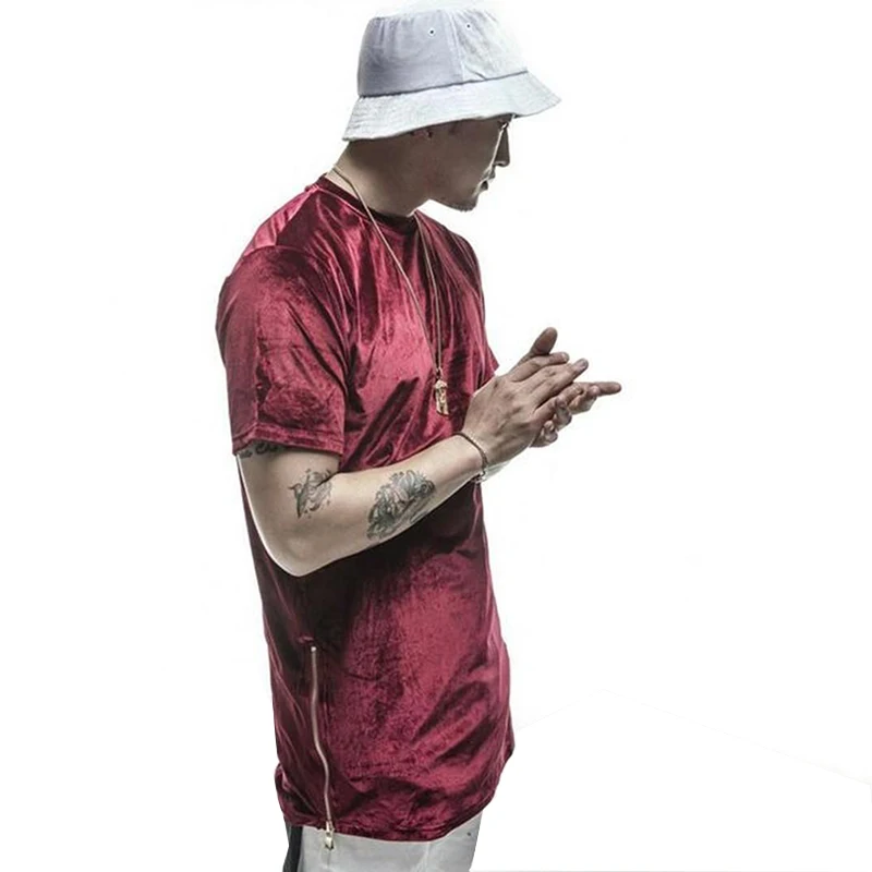New Men Extended T-Shirt Velour Mens Hip Hop Longline T Shirts Golden Side Zipper Velvet Curved Hem Tee Shorts
New Men Extended T-Shirt Velour Mens Hip Hop Longline T Shirts Golden Side Zipper Velvet Curved Hem Tee Shorts