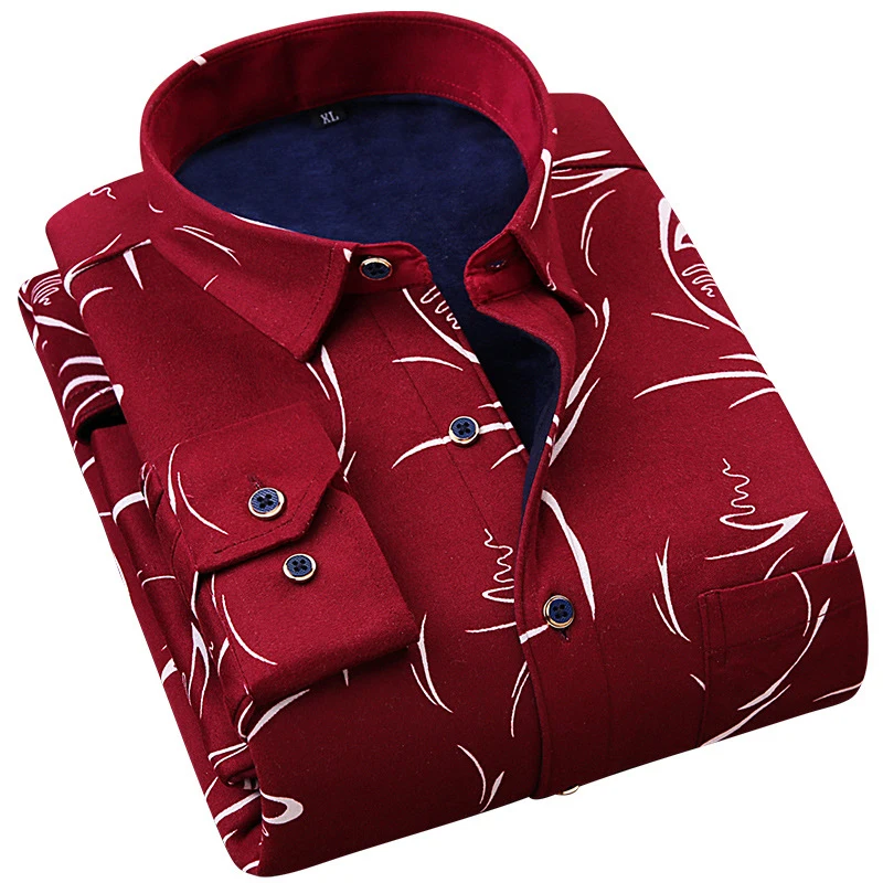 2017 New Winter Shirt Men Autumn Camisas Hombre Mens Shirts Camisa Social Masculina Men Shirt Cotton Fleece Warm Casual Shirts
