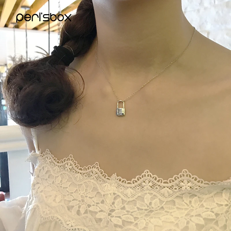Peri'sBox Genuine 925 Sterling Sliver Lock Pendant Necklaces for Women Minimal Layering Choker Necklace Small Lock Charm Chokers
Peri'sBox Genuine 925 Sterling Sliver Lock Pendant Necklaces for Women Minimal Layering Choker Necklace Small Lock Charm Chokers