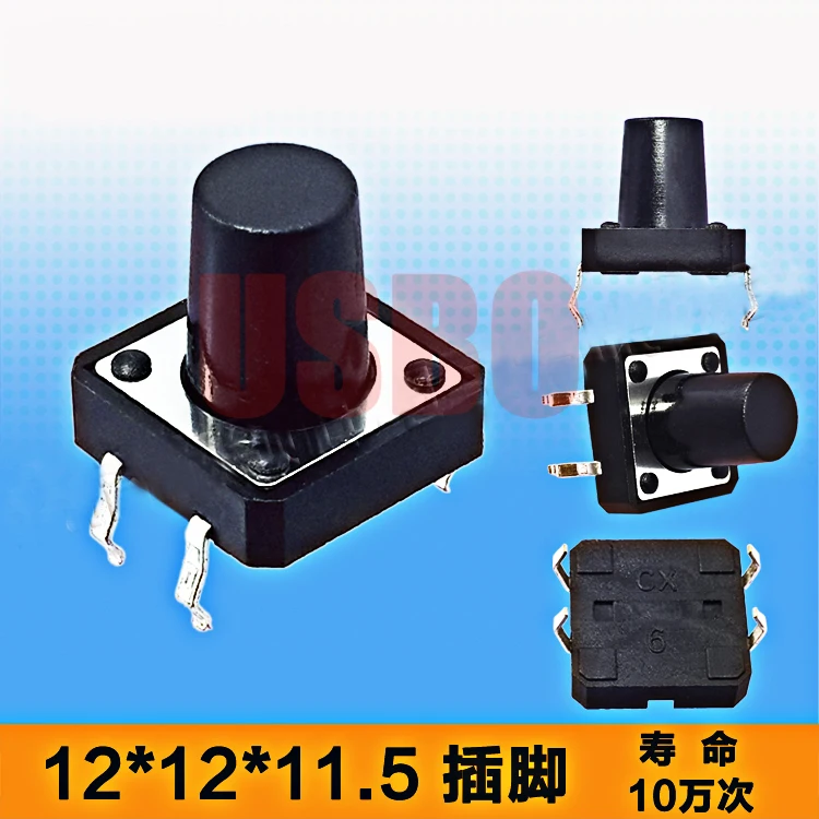 12*12*11.5/11/10.5/10 Height Thin Touch Brass Tact Switch Push Button Switch Durable 4Pins Black
12*12*11.5/11/10.5/10 Height Thin Touch Brass Tact Switch Push Button Switch Durable 4Pins Black