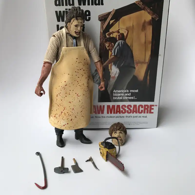 18 センチ 40th 周年 Ultimate Leatherface クラシック恐怖映画テキサスチェーンソー大虐殺アクションフィギュア 3d 箱入り アクションフィギュア フィギュアアクションフィギュアえ Gooum