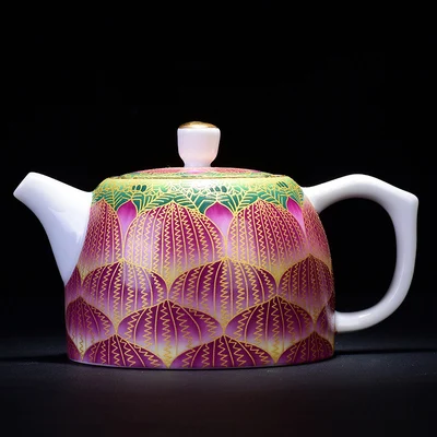 Jingdezhen эмалированный керамический чайник с ручной росписью золотой Шелковый