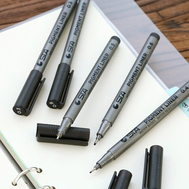 6 pcs/Lot Micro-line marking pen for manga drawing sketch pigment liner 0.05mm 0.1mm 0.5mm 0.8mm Art Supplies Stationery F124
6 pcs/Lot Micro-line marking pen for manga drawing sketch pigment liner 0.05mm 0.1mm 0.5mm 0.8mm Art Supplies Stationery F124