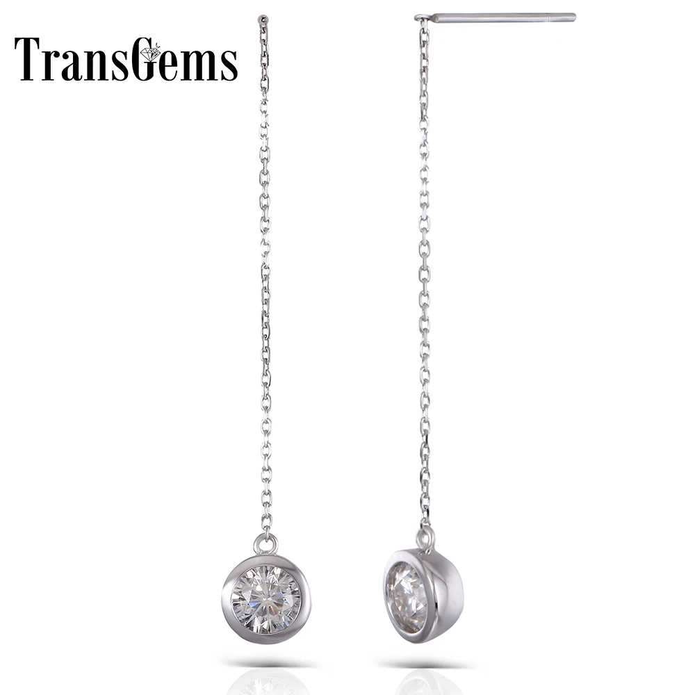 TransGems 14K 585 White Gold 2CTW 6.5mm F Color Moissanite Earring Adjustable Height Drop Earrings for Women Wedding Jewelry 
TransGems 14K 585 White Gold 2CTW 6.5mm F Color Moissanite Earring Adjustable Height Drop Earrings for Women Wedding Jewelry