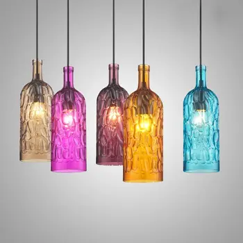 Vintage Pendant lamp LED colorful glass light winebottle chandelier indoor ceiling coffee shop bar decoration lighting AC110-265
Vintage Pendant lamp LED colorful glass light winebottle chandelier indoor ceiling coffee shop bar decoration lighting AC110-265