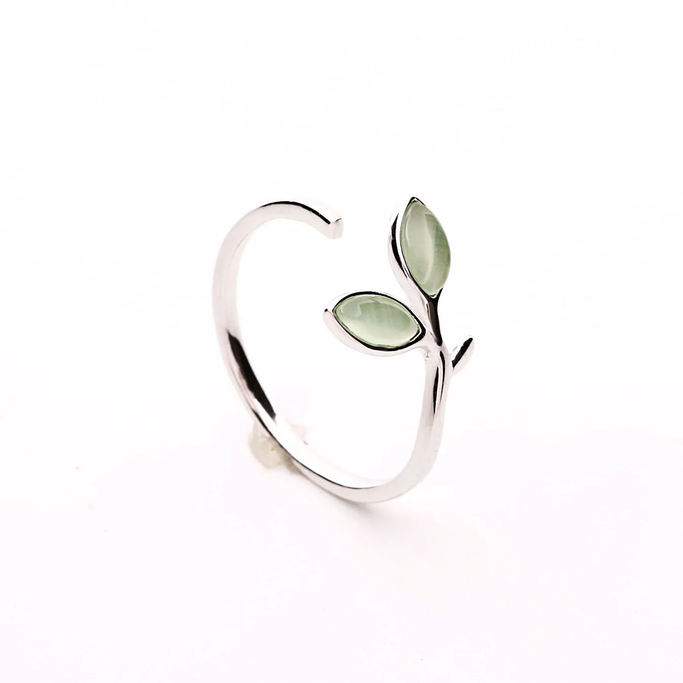 green bud open Ring 100% Sterling 925 silver Jewelry Vintage Adjustable rings for women gift