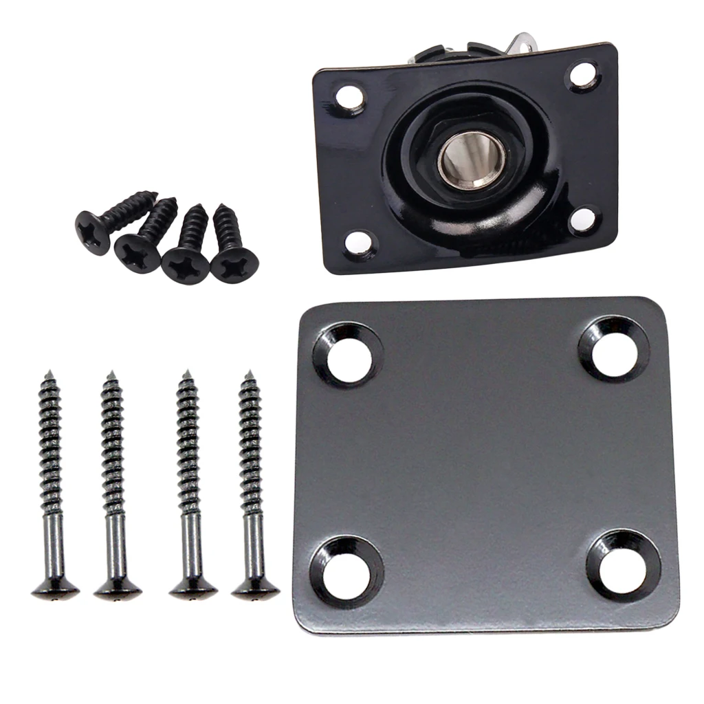 6.35mm 1/4'' Jack Plate Socket & Electric Guitar Neck Plate for for Strat Tele LP SG Guitars