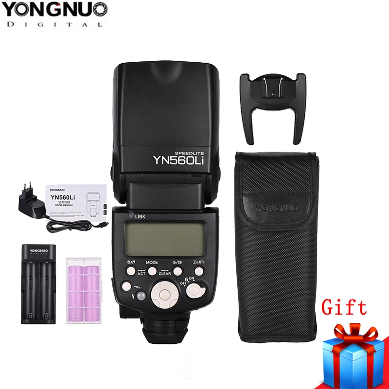YONGNUO YN560Li Flash Speedlite for Sony Portable Lithium-Power Flash Speedlite Kit with 2pcs 18650 Batteries & Battery Charger
YONGNUO YN560Li Flash Speedlite for Sony Portable Lithium-Power Flash Speedlite Kit with 2pcs 18650 Batteries & Battery Charger