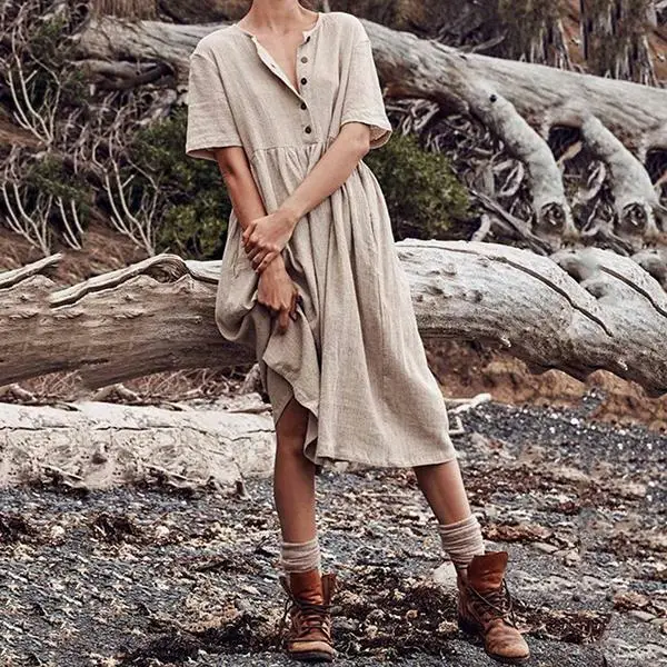 LASPERAL Women Torridity Sleeve Cotton Linen Dress Casual Solid V Neck Torridity Ladies Holiday Midi Plus Size Dress
LASPERAL Women Torridity Sleeve Cotton Linen Dress Casual Solid V Neck Torridity Ladies Holiday Midi Plus Size Dress