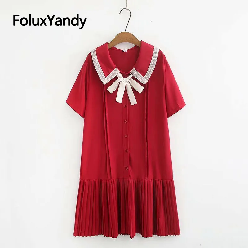 Bow Peter Pan Collar Dress Women Vestidos Red/Black Plus Size XXXL 4XL Casual Pleated Dress KKFY3695
Bow Peter Pan Collar Dress Women Vestidos Red/Black Plus Size XXXL 4XL Casual Pleated Dress KKFY3695