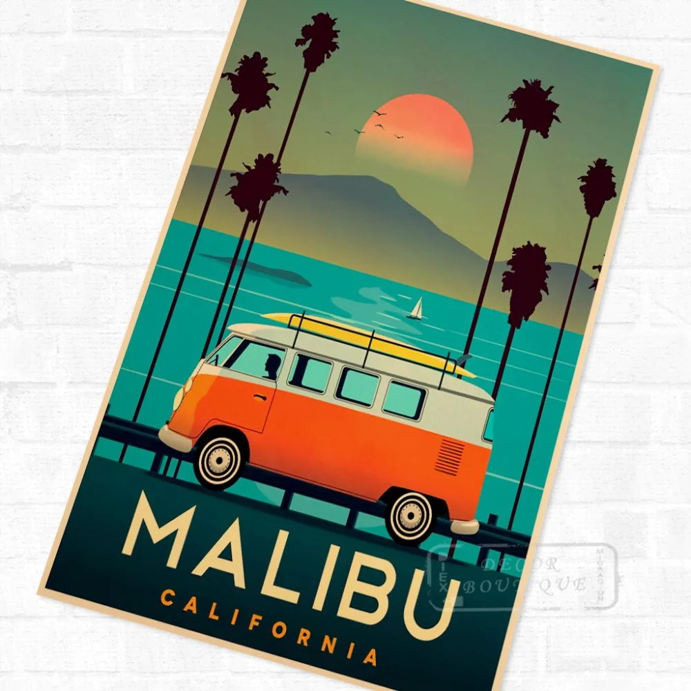 Drive to Malibu California Vintage Retro Travel Kraft Poster Decorative DIY Wall Canvas Sticker Home Bar Poster Decoration Kids
Drive to Malibu California Vintage Retro Travel Kraft Poster Decorative DIY Wall Canvas Sticker Home Bar Poster Decoration Kids