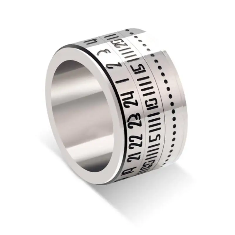 Men Time Rotating Rings Titanium Steel Arabic Numerals Calendar Rings Black Clock Band Ring Ring for Men Jewelry
Men Time Rotating Rings Titanium Steel Arabic Numerals Calendar Rings Black Clock Band Ring Ring for Men Jewelry