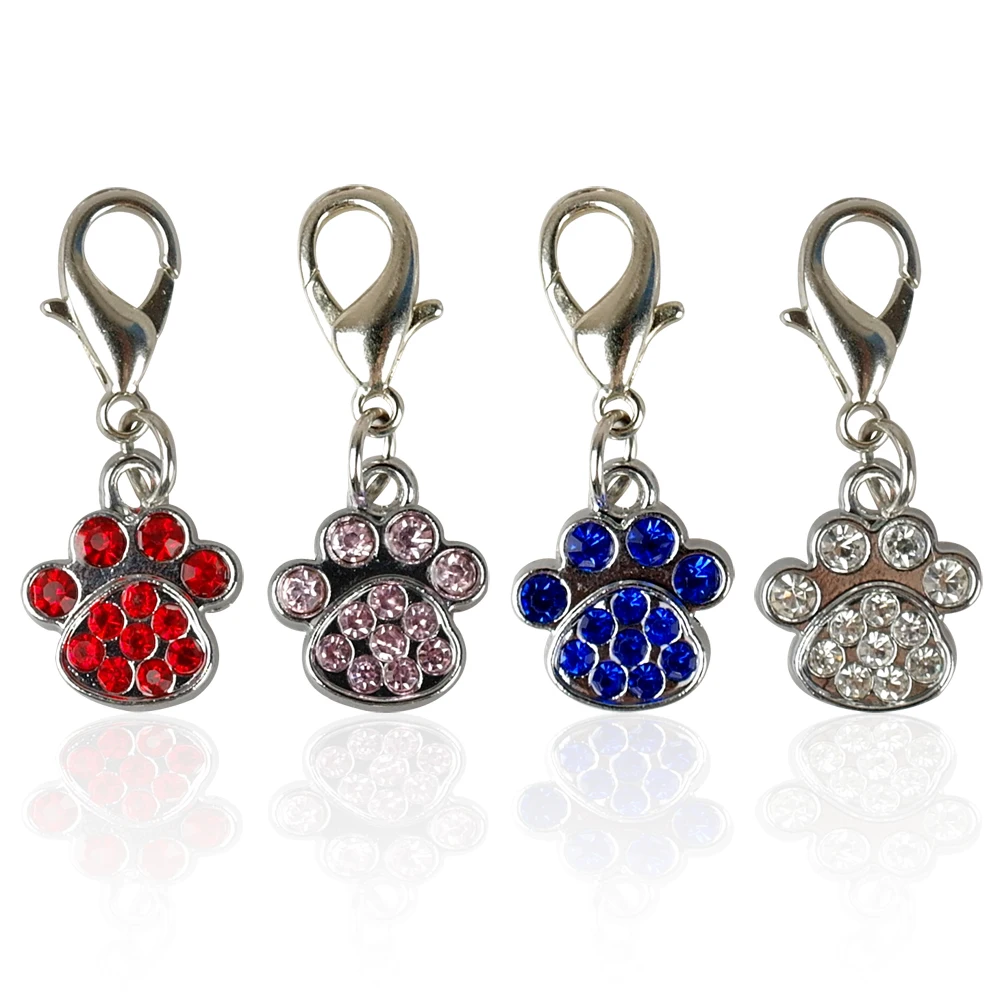 

4pcs/lot Dog Cat Collar Accessories Pet Pendant Bling Diamond Necklace Accessories Paw Charm Accesorios Perros Petshop Mascotas