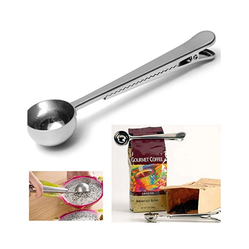 Coffee Scoop Clip 2 in 1 Long Handle Tablespoon Stainless Steel Coffee Spoon with Bag Clip
Coffee Scoop Clip 2 in 1 Long Handle Tablespoon Stainless Steel Coffee Spoon with Bag Clip