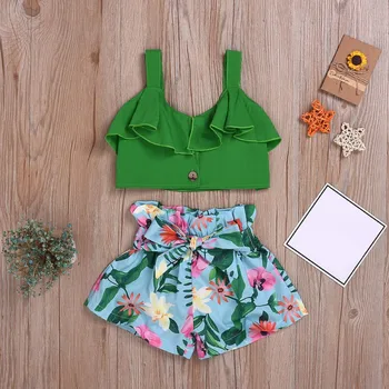 Baby Girls Newborn Clothes New Cute Summer Green Sleeveless + Flower Print Belt Pants Shorts infant 2pcs Girl Clothing Sets Kids
Baby Girls Newborn Clothes New Cute Summer Green Sleeveless + Flower Print Belt Pants Shorts infant 2pcs Girl Clothing Sets Kids