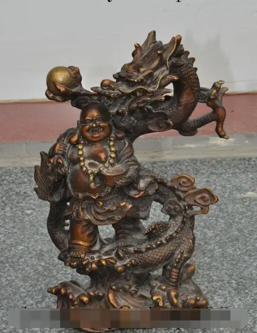 S06799 10"chinese bronze wealth yuanbao Maitreya Buddha stand dragon play bead statue
S06799 10"chinese bronze wealth yuanbao Maitreya Buddha stand dragon play bead statue
