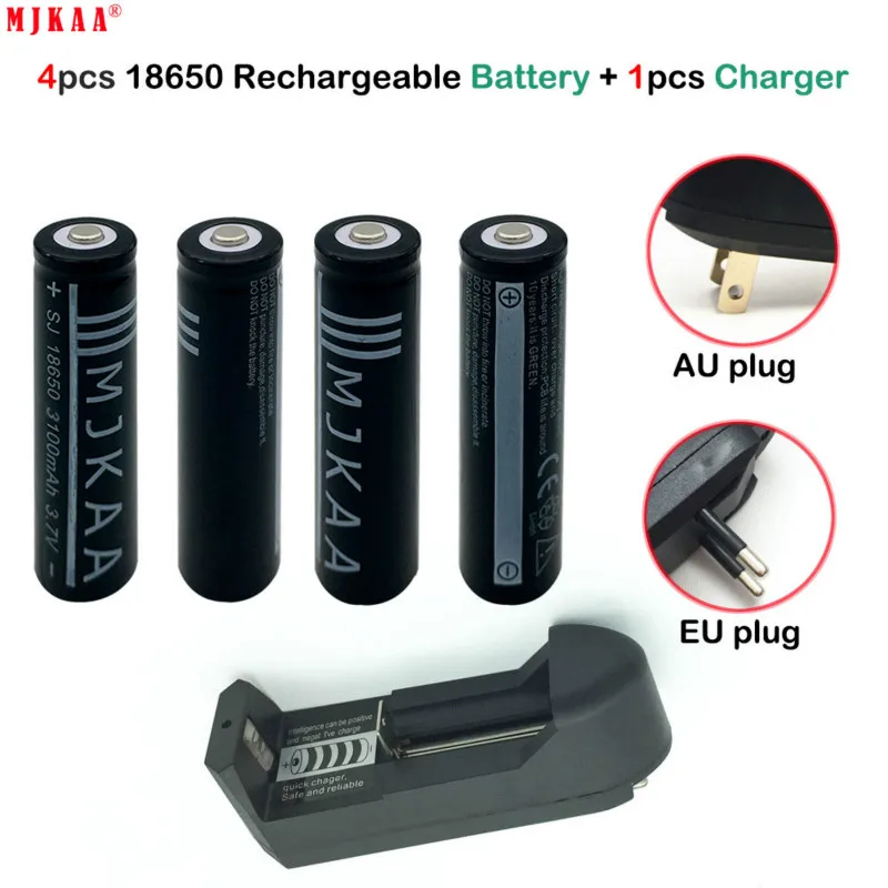 4pcs MJKAA 18650 3100 MAh High Power Lithium-ion Battery 3.7V Battery Lithium-ion Battery Charger Rechargeable Battery
4pcs MJKAA 18650 3100 MAh High Power Lithium-ion Battery 3.7V Battery Lithium-ion Battery Charger Rechargeable Battery