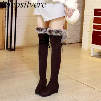 Women Boots Autumn Winter High Heel Warm Flock Slip on Over The Knee Height Increasing Fur 2018 New Sexy Fashion Black Size34-43
Women Boots Autumn Winter High Heel Warm Flock Slip on Over The Knee Height Increasing Fur 2018 New Sexy Fashion Black Size34-43