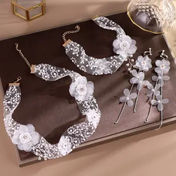 Jewelry Set Luxurious New Yarn Flower Wedding Hairband With Earrings & Necklace Silk Headdress Bridal Sweet Chic Jewelry TL058
Jewelry Set Luxurious New Yarn Flower Wedding Hairband With Earrings & Necklace Silk Headdress Bridal Sweet Chic Jewelry TL058