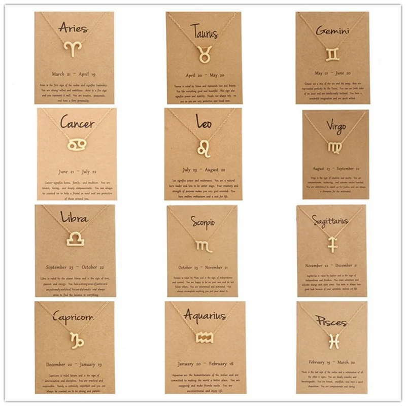 12 Constellation Pendant Necklace Zodiac Sign Necklace Birthday Gifts Message Card for Women Girl
12 Constellation Pendant Necklace Zodiac Sign Necklace Birthday Gifts Message Card for Women Girl