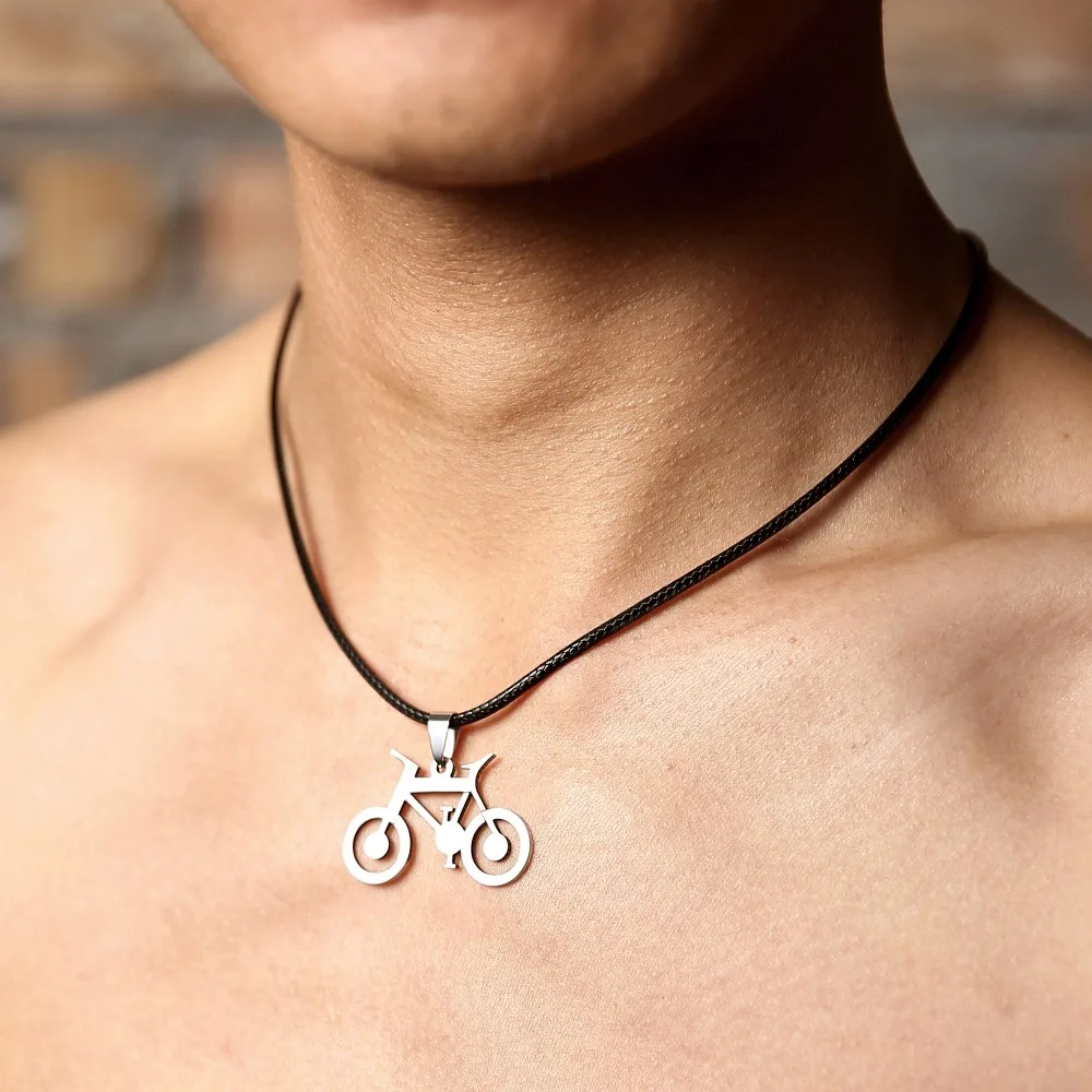 New Fashion Men Jewelry Silver Bicycle Pendants Necklaces 316L Stainless Steel Leather Chain Men Necklaces Trendy Pendant Gifts
New Fashion Men Jewelry Silver Bicycle Pendants Necklaces 316L Stainless Steel Leather Chain Men Necklaces Trendy Pendant Gifts