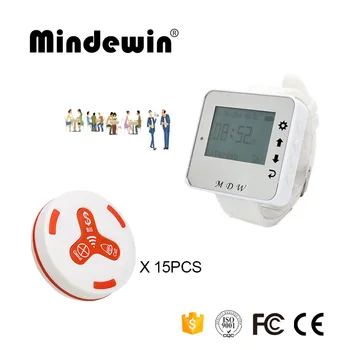 433MHz Waiter Service Calling System 15PCS Table Call Button M-K-3 + 1PCS Watch Pager M-W-1 Restaurant Wireless Calling System
433MHz Waiter Service Calling System 15PCS Table Call Button M-K-3 + 1PCS Watch Pager M-W-1 Restaurant Wireless Calling System