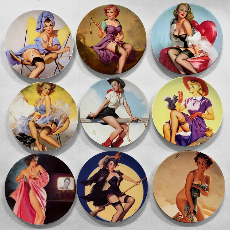 Gil Elvgren pin-up girls Sexy Posters wall decorative hanging plate artistic ceramic craft background decoration Renaissance
Gil Elvgren pin-up girls Sexy Posters wall decorative hanging plate artistic ceramic craft background decoration Renaissance