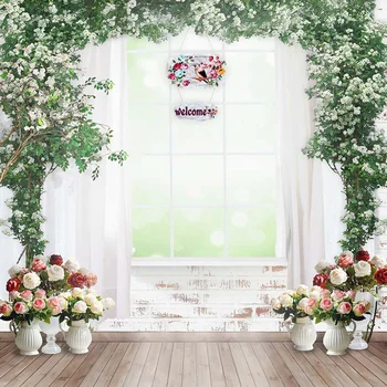 Digital Printed White Curtains Flowers Arch Wedding Background Vinyl Roses Vases Brick Window Photography Backdrop Wood Floor
Digital Printed White Curtains Flowers Arch Wedding Background Vinyl Roses Vases Brick Window Photography Backdrop Wood Floor