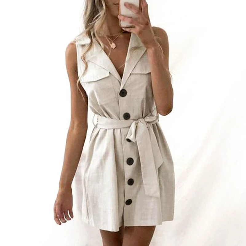 Melegant Blazer Cotton Linen Solid Short Dress 2019 Vestidos Pocket Casual Bow Sash Button Beach Summer Dresses Vestido
Melegant Blazer Cotton Linen Solid Short Dress 2019 Vestidos Pocket Casual Bow Sash Button Beach Summer Dresses Vestido