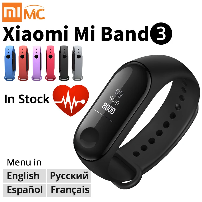 

2018 Original Xiaomi Mi Band 3 Smart Bracelet 0.78 inch OLED NFC miband 3 Instant Message Call Weather Forecate fitness tracker
