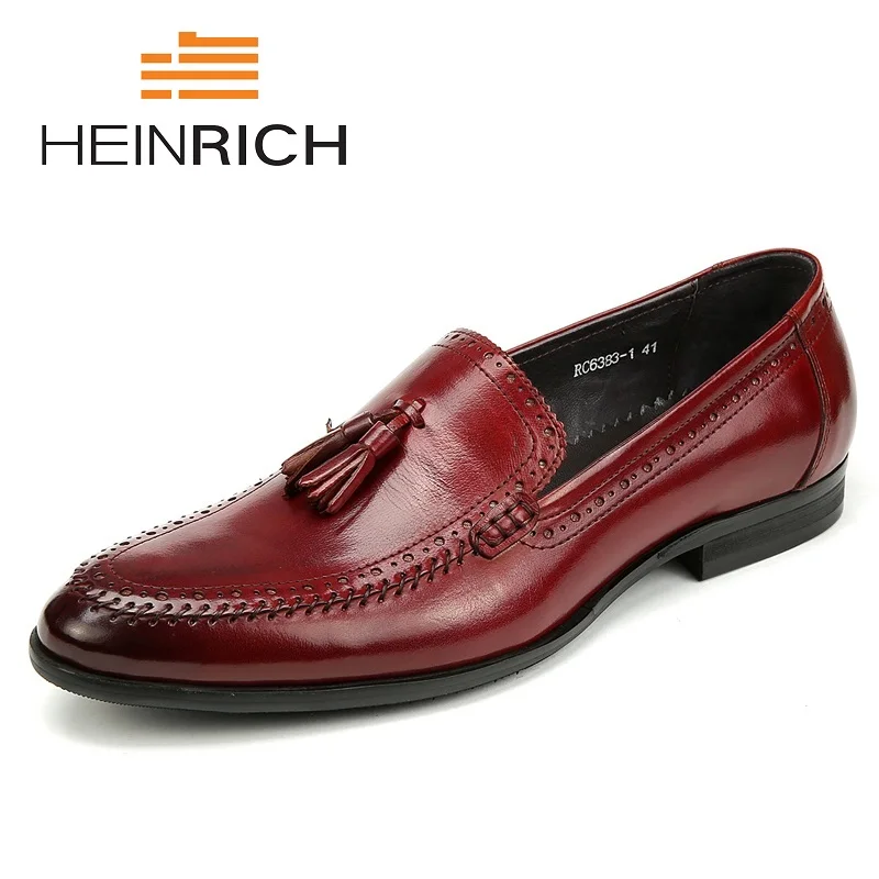 

HEINRICH Men Dress Shoes Comfortable Foot Tassel Business Gentleman Genuine Leisure Leather Men'S Shoes Nette Heren Schoenen