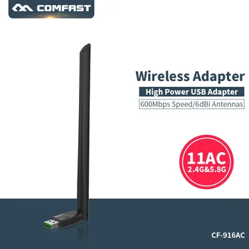 

600Mbps AC USB 5GHZ 2.4Ghz Wireless Adapter AC600 Dual Band 802.11AC Antenna Wifi Adapter ComfastCF-916AC Wi-fi Network LAN Card