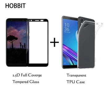 0.3MM 2.5D 9H Full Coverage Tempered Glass Screen Protector Transparent TPU Back Cover Case For Asus ZenFone Live L1 L2 ZA550KL
