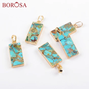 BOROSA Jewelry 5PCS Rectangle Copper Turquoises Gold Color Natural Blue Stone Druzy Pendant Beads Jewelry for Necklace G1687
BOROSA Jewelry 5PCS Rectangle Copper Turquoises Gold Color Natural Blue Stone Druzy Pendant Beads Jewelry for Necklace G1687