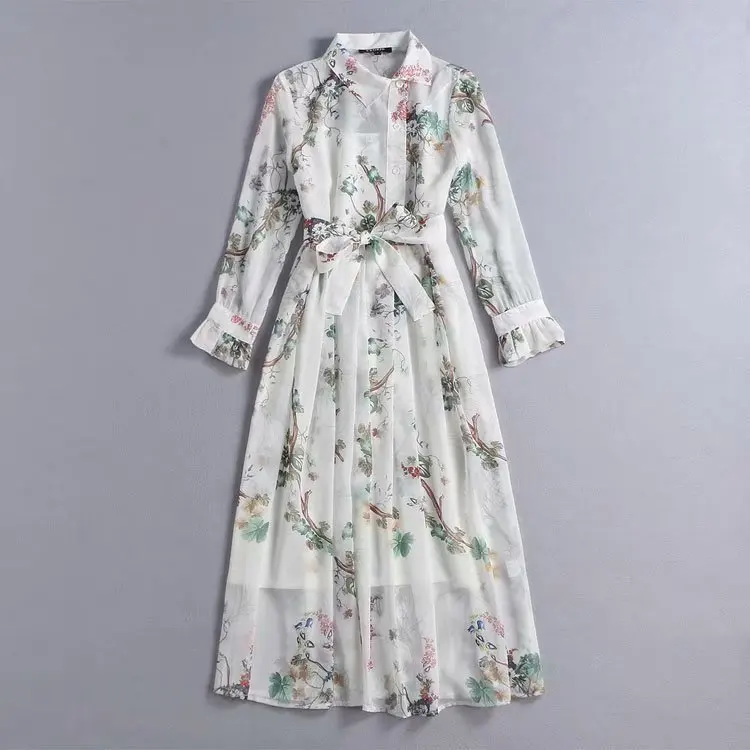 2019 Summer Women Elegant Chiffon Printed Dress Casual Work Party Turn Down Neck Long Sleeve Simplicity Medium Long Dresses
2019 Summer Women Elegant Chiffon Printed Dress Casual Work Party Turn Down Neck Long Sleeve Simplicity Medium Long Dresses