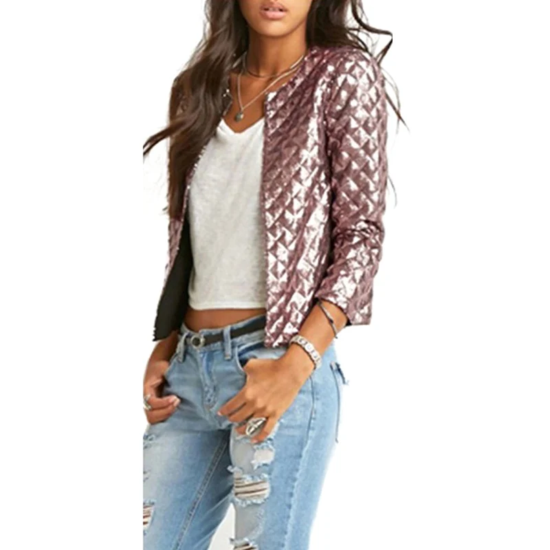New Spring Style Vogue Women Lozenge Sequins Jackets Stylish Solid Gold/Brown Coat Fashion Short Slim Outwear WDC910
New Spring Style Vogue Women Lozenge Sequins Jackets Stylish Solid Gold/Brown Coat Fashion Short Slim Outwear WDC910
