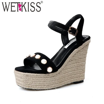 WETKISS High Heels Fashion Ladies Shoe Women Sandals Straw Weave Platform Buckle Strap Cow Suede Open Toe Wedges Footwear Summer
WETKISS High Heels Fashion Ladies Shoe Women Sandals Straw Weave Platform Buckle Strap Cow Suede Open Toe Wedges Footwear Summer