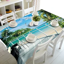 3D Tablecloth Rectangle Christmas New-Year Beach Gift Senisaihon Yes Landscape-Pattern