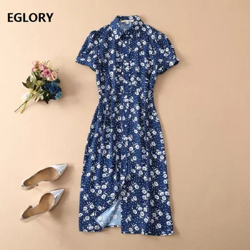 2019 Summer High Street Dress High Quality Women Turn-down Collar Vintage Floral Print Short Sleeve Casual Long Shirt Dress Work
2019 Summer High Street Dress High Quality Women Turn-down Collar Vintage Floral Print Short Sleeve Casual Long Shirt Dress Work