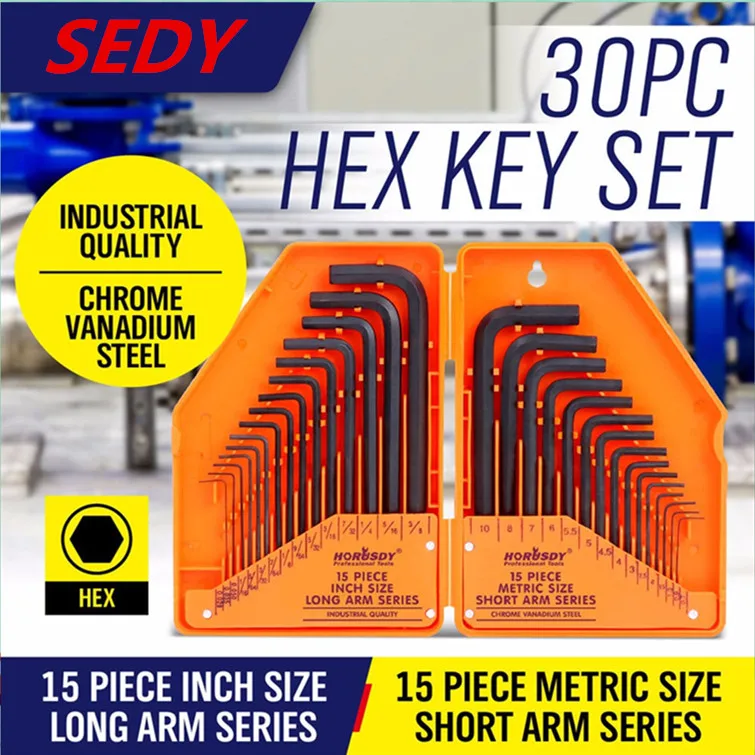 SEDY 30pcs Wrench Set Hex agon Flat Head Wrench Universal Key Set SAE Standard Short Long Arm CrV Steel Bicycle Repair Tools
SEDY 30pcs Wrench Set Hex agon Flat Head Wrench Universal Key Set SAE Standard Short Long Arm CrV Steel Bicycle Repair Tools
