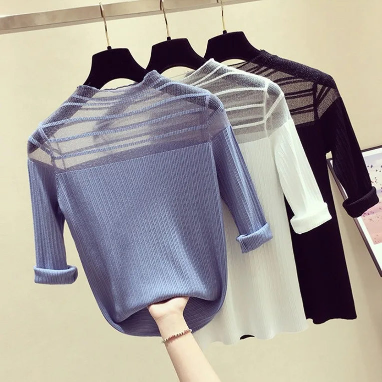 Women Knitted Jersey T-shirt Lace Stripe Top Spring Summer Autumnn New Arrival Hot Sale
Women Knitted Jersey T-shirt Lace Stripe Top Spring Summer Autumnn New Arrival Hot Sale