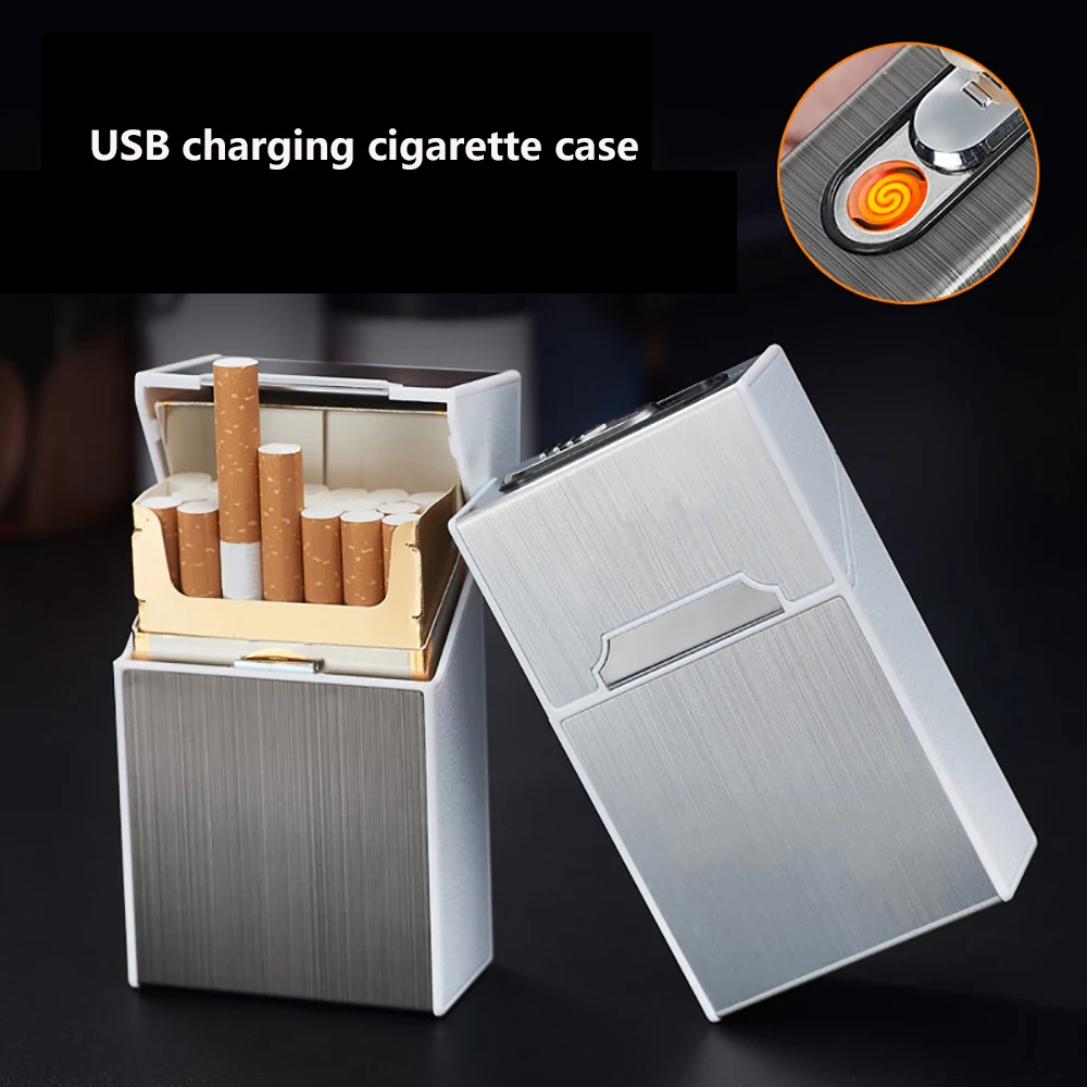2-in-1 Cigarette Case USB Charging Box Charging Cigarette Windproof Lighter for Smoking Metal Cigarette Case Rechargeable Boxes
2-in-1 Cigarette Case USB Charging Box Charging Cigarette Windproof Lighter for Smoking Metal Cigarette Case Rechargeable Boxes