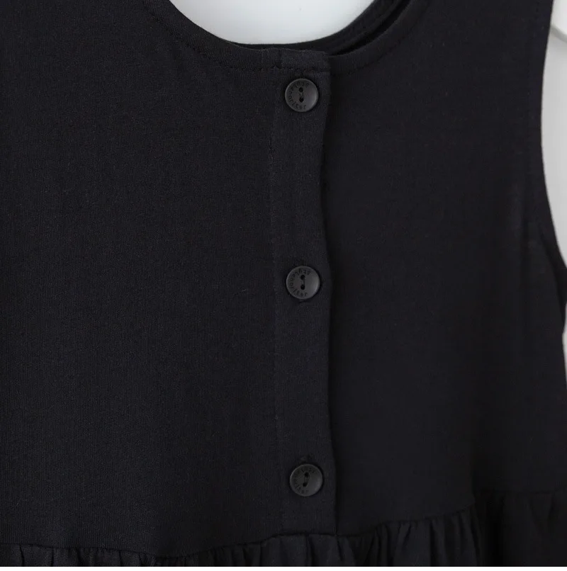 Black Cotton Sleeveless Dresses Loose Pants For Baby Big Girls Summer 2019 High Waist Wide Leg Trousers Dress Children Clothing (9).jpg