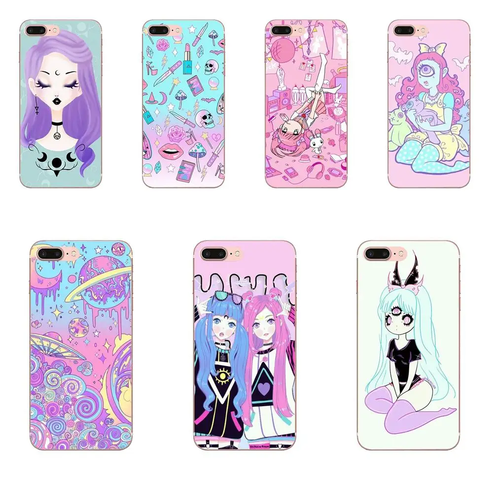 

For Galaxy J1 J2 J3 J330 J4 J5 J6 J7 J730 J8 2015 2016 2017 2018 mini Pro Soft Accessories Pouches Girly Pastel Witch Goth