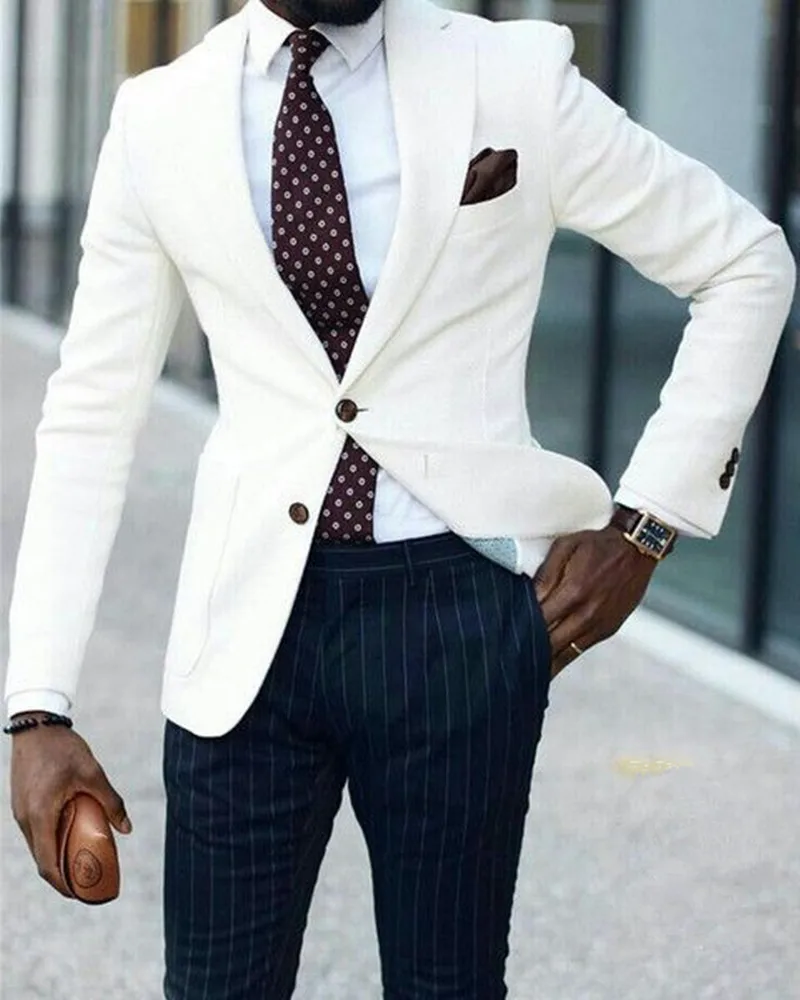 Ivory Custom Made Men Suits Groom Tuxedos Stripe Pants Formal Business Suits Groomsmen Suits Man Blazer 2Piece(Coat+Pant)
Ivory Custom Made Men Suits Groom Tuxedos Stripe Pants Formal Business Suits Groomsmen Suits Man Blazer 2Piece(Coat+Pant)