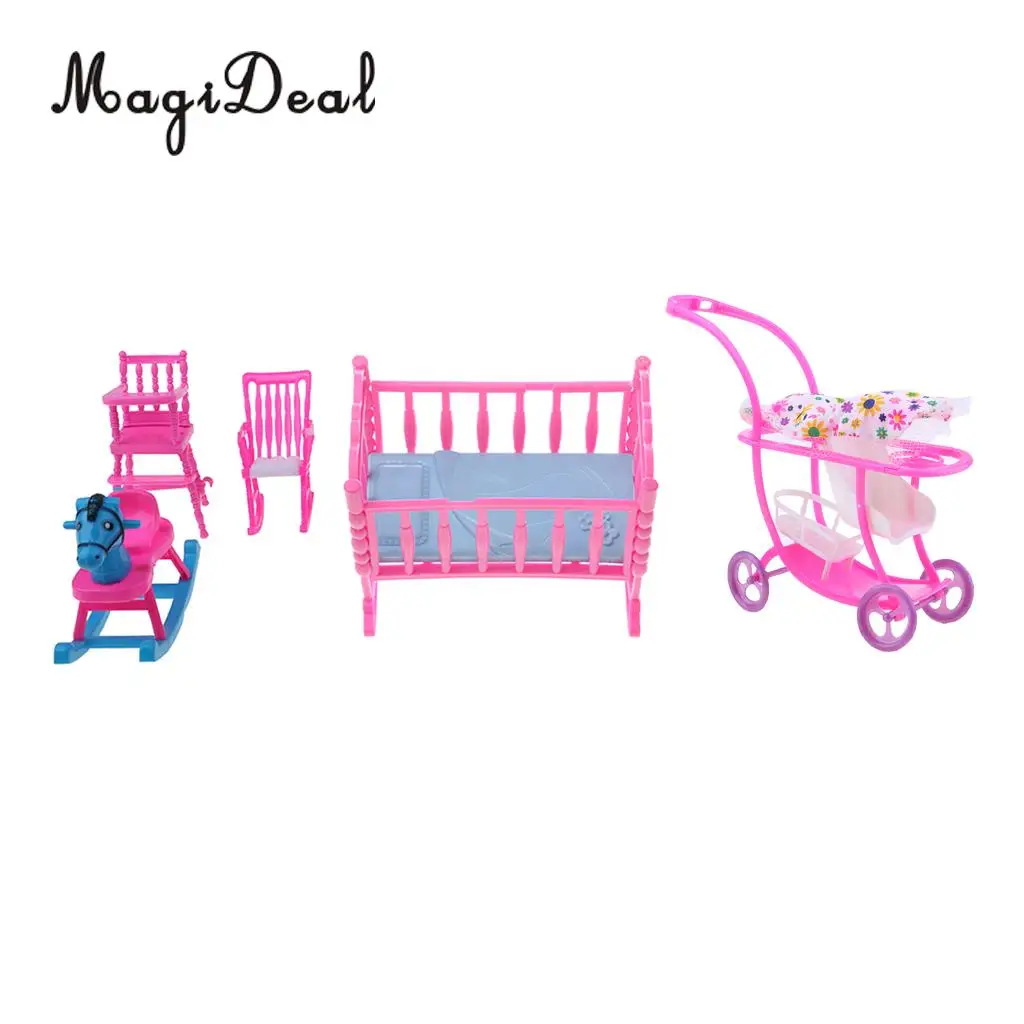Plastic Cradle Baby Chair Rocking Horse Stroller Model For Kelly Doll Bedroom Decoration