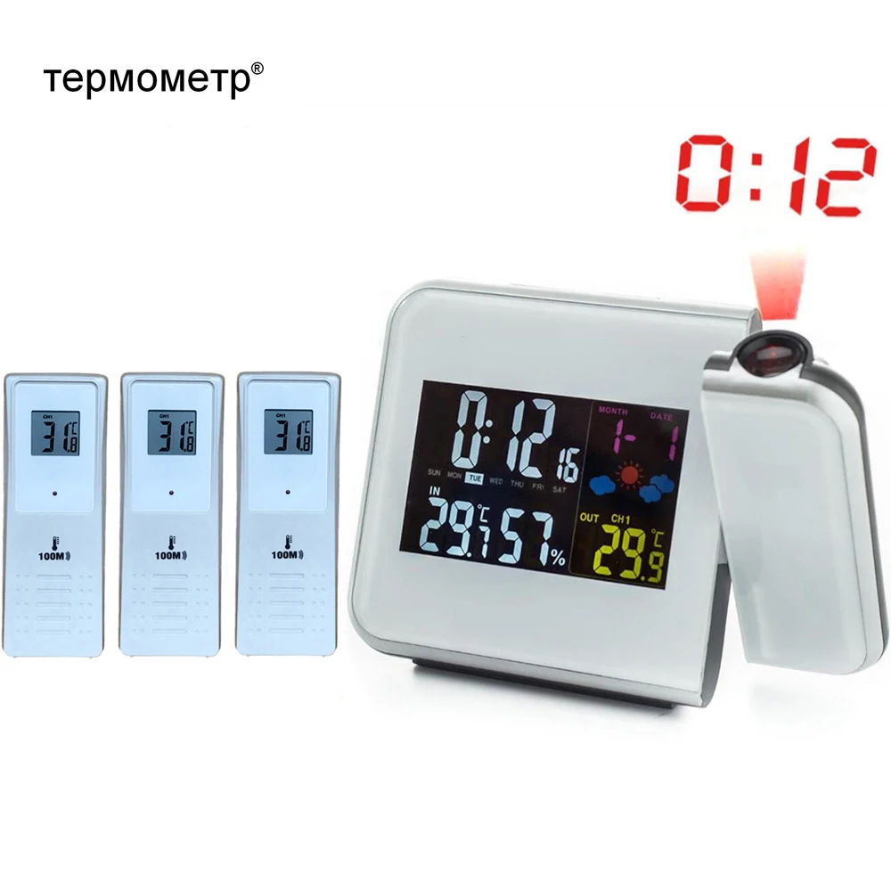 Digital Temperature Thermometer Wireless Weather Station Humidity Meter Hygrometer Table Desk Projection Alarm Clock Projector
Digital Temperature Thermometer Wireless Weather Station Humidity Meter Hygrometer Table Desk Projection Alarm Clock Projector