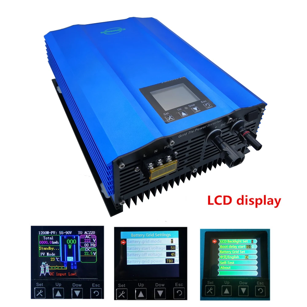 High efficiency 1000W micro grid tie inverter LCD Adjutable battery discharge Pure sine wave solar home system inverter
High efficiency 1000W micro grid tie inverter LCD Adjutable battery discharge Pure sine wave solar home system inverter