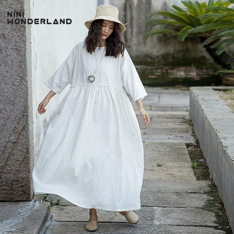 NINI WONDERLAND Spring Cotton Dress Women Big Size Loose Dress Female Hight Waist Maxi Dresses Autumn Casual Long Robe Plus Size
NINI WONDERLAND Spring Cotton Dress Women Big Size Loose Dress Female Hight Waist Maxi Dresses Autumn Casual Long Robe Plus Size