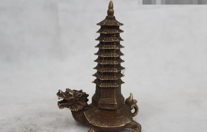 wholesale factory 6"Chinese Folk Pure Bronze excellent Lucky Dragon Turtle Pagodas Statue
wholesale factory 6"Chinese Folk Pure Bronze excellent Lucky Dragon Turtle Pagodas Statue